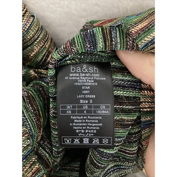 BA&SH Dress Womens size 4 XS Star Vert Lurex Wrap Metallic Holiday - Picture 4 of 7